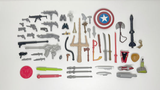 Non-LEGO Salvage: Misc Action Figure Weapons, Projectiles, and Parts