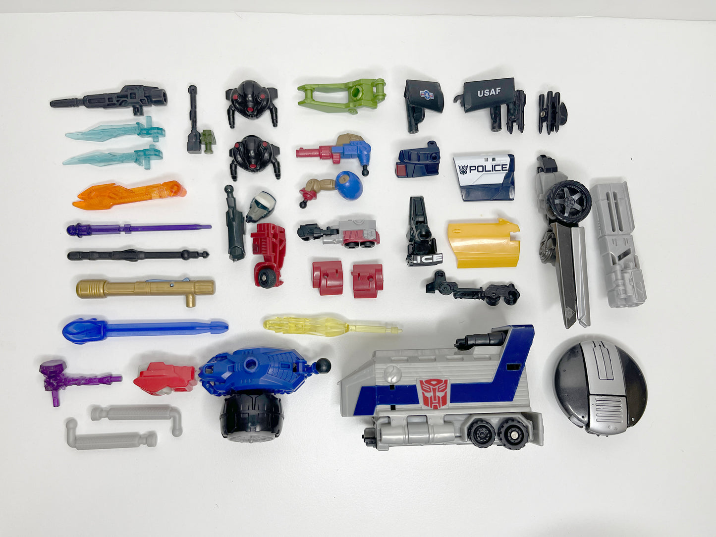 Non-LEGO Salvage: Transformers Parts LOT: Weapons, panels, accessories, etc.